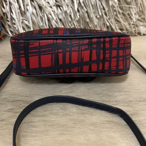 VERA BRADLEY Navy & Red Art Plaid S Tasseled Crossbody Bag Vegan Leather Flap - Picture 10 of 10